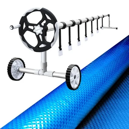 Aqua Buddy Pool Cover & Roller Set, Aluminium, 9.5x5m, Blue, 500 Micron, Solar Blanket, Heat & Save Water