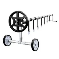 Aqua Buddy 4m Adjustable Aluminium Pool Cover Roller with Anodised Alloy Stands & Non-Slip Wheel for Easy Operation