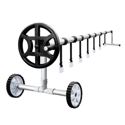 Aqua Buddy 4m Adjustable Aluminium Pool Cover Roller with Anodised Alloy Stands & Non-Slip Wheel for Easy Operation