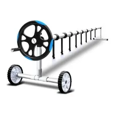 Aqua Buddy Pool Cover Roller 5.5m Adjustable Aluminium Solar Blanket Reel Blue with Non-Slip Crank and Straps
