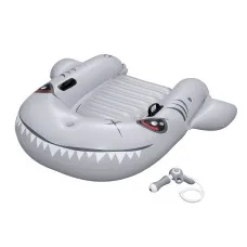 Bestway Inflatable Shark Ride-On Pool Float Toy for Kids 117cm x 107cm 45kg Water Gun Grey
