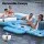 Bestway Inflatable Pool Float Island Lounge for 6 Adults, 3.73m x 2.64m, Vinyl Raft with Canopy, Cooler Bag & Repair Kit