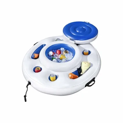 Bestway Inflatable Floating Cooler 24 Cans with Ice, 5 Cup Holders and Connectible Buckles for Pool and Camping