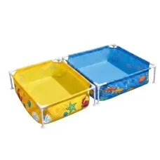 Bestway 2-in-1 Kids Pool and Sandpit Set 212cm x 122cm Metal Frame Yellow Blue Indoor Ball Pit Option
