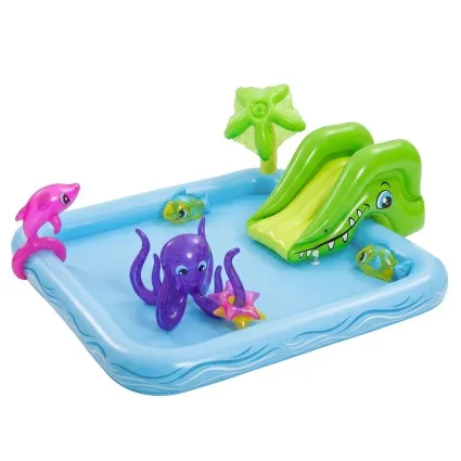 Bestway Kids Inflatable Above Ground Play Pool 308L with Slide Water Sprayer and Interactive Water Games