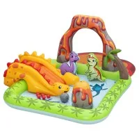 Bestway Dinosaur Inflatable Play Pool Centre 262cm x 188cm with Slide Sprinkler and Detachable Water Pad