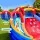 Doctor Dolphin Kids Inflatable Water Park with Slides, Cannon, Toss Game, PVC, 408x386cm, Outdoor Splash Fun