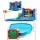 Happy Hop Kids Inflatable Water Park with Curved Slide Climbing Wall Water Cannon and Electric Blower