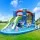 Happy Hop Kids Inflatable Water Park with Curved Slide Climbing Wall Water Cannon and Electric Blower