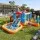 Keezi Inflatable Kids Play Centre 4m x 4.37m Outdoor Activity Hub with Ball Pit and Sports Games