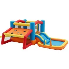 Keezi Inflatable Kids Play Centre 4m x 4.37m Outdoor Activity Hub with Ball Pit and Sports Games