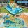 Keezi Inflatable Water Park Kids Pool with Three Slides 4m x 5.65m Outdoor Play Centre
