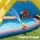 Keezi Inflatable Kids Water Park Dual Water Slides Climbing Wall Football Basketball Outdoor Play Blue
