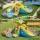 Keezi Inflatable Kids Water Park Dual Water Slides Climbing Wall Football Basketball Outdoor Play Blue