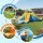 Keezi Inflatable Kids Water Park Dual Water Slides Climbing Wall Football Basketball Outdoor Play Blue
