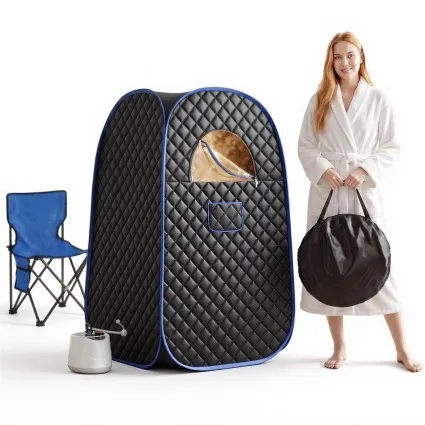 Devanti Portable Steam Sauna Tent with 2L Steamer 1000W Black