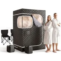 Devanti Portable Steam Sauna Tent 2 Person 3L 1000W 9-Level Timer Black Devanti Portable Steam Sauna Tent 2 Person 3L 1000W 9-Level Timer Black