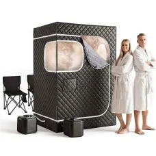Devanti Portable Steam Sauna Tent 2 Person 3L 1000W 9-Level Timer Black