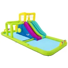 Bestway H2OGO!® 710x310x265cm Inflatable Water Park with 2-Lane Slide, Climbing Wall & Sprayer for Kids' Outdoor Fun
