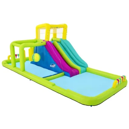 Bestway H2OGO!® 710x310x265cm Inflatable Water Park with 2-Lane Slide, Climbing Wall & Sprayer for Kids' Outdoor Fun