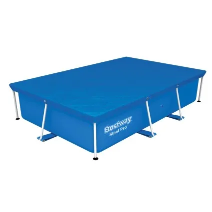 Bestway Pool Cover 264x174cm Rectangle PE UV-Resistant Shelter Fits 259x170cm Pools with Drain Holes & Rope Ties