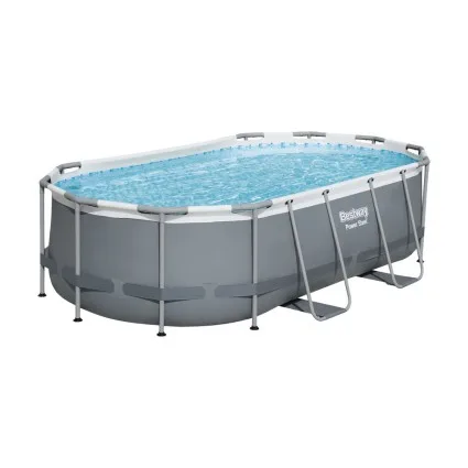 Bestway 427x250x100cm Steel Frame Pool Set with Filter Pump, Ladder & ChemConnect, 7250L Capacity, UV-Resistant PVC