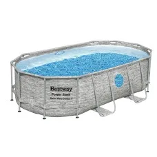 Bestway Power Steel 4.27m x 2.50m x 1.00m Above Ground Pool 7,250L with Filter Pump Ladder Cover and Ladder