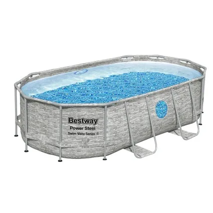 Bestway Power Steel 4.27m x 2.50m x 1.00m Above Ground Pool 7,250L with Filter Pump Ladder Cover and Ladder