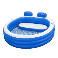 Bestway Kids Inflatable Pool 231x219cm with Bench Seat, Cup Holders, Durable PVC, Easy Drain & Repair Kit Included