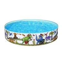 Bestway Kids Dinosaur Pool 183x38cm - Rigid PVC, Inflatable Bottom, 946L Capacity, Includes Repair Kit for Ages 2+