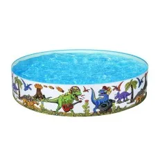 Bestway Kids Dinosaur Pool 183x38cm - Rigid PVC, Inflatable Bottom, 946L Capacity, Includes Repair Kit for Ages 2+