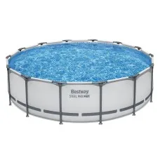 Bestway 4.27m Steel Above Ground Round Pool Set with 13,030L Capacity Tritech Walls Ladder Pump Cover White