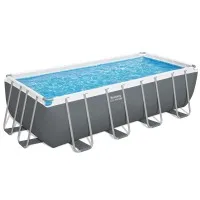 Bestway Steel Frame Pool Set 488cm Grey with Filter Pump Ladder Cover and PVC Polyester Sidewalls