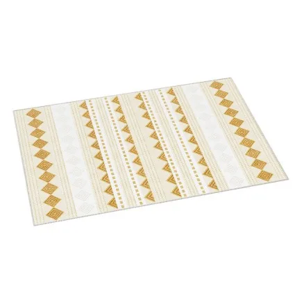 Artiss Ella 160x230cm Washable Area Rug, Boho Crystal Velvet Carpet, Non-Slip, Soft Short Pile, Yellow/White