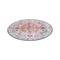 Artiss 120cm Round Rug with Silicone Grip 5mm Machine Washable Vintage Boho Polyester Carpet