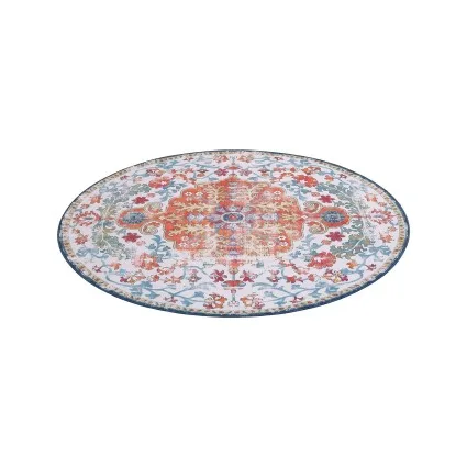 Artiss 120cm Round Rug with Silicone Grip 5mm Machine Washable Vintage Boho Polyester Carpet