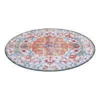 Artiss 160 cm Round Rug with Silicone Grip, 5mm Ultra-Thin Vintage Boho Machine Washable Carpet