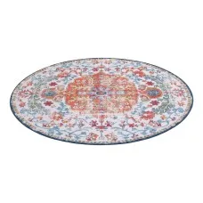 Artiss 160 cm Round Rug with Silicone Grip, 5mm Ultra-Thin Vintage Boho Machine Washable Carpet