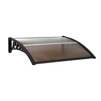 Instahut 0.8mx1m Brown Window Door Awning - UV & Rain Resistant, Modern Design, PC Panel & Aluminium Bars, Easy Install