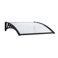 Instahut Transparent Window Door Awning 0.8m x 1m - UV & Rain Resistant, Modern Design, Easy Install, Aluminium Bars