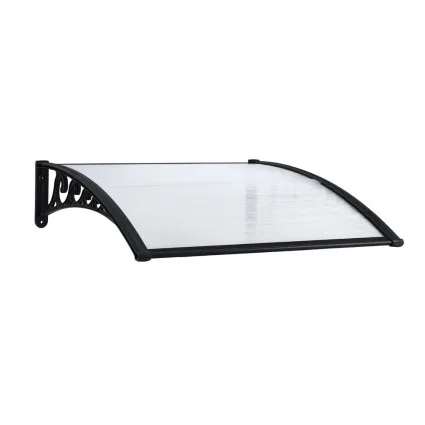Instahut Transparent Window Door Awning 0.8m x 1m - UV & Rain Resistant, Modern Design, Easy Install, Aluminium Bars