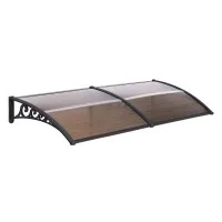 Instahut 0.8mx2m Brown Window Door Awning, UV & Rain Resistant, Durable PC Panel with Aluminium Bars, Easy Install