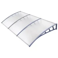 Instahut 1.5 x 3m Window Door Awning Canopy Clear PC Panel Grey Brackets Aluminium Bars UV Rain Resistant