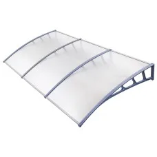 Instahut 1.5 x 3m Window Door Awning Canopy Clear PC Panel Grey Brackets Aluminium Bars UV Rain Resistant