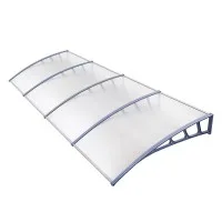 Instahut 1.5x4m Window Door Awning Canopy - Transparent PC Panel, Grey Frame, UV & Rain Resistant, Easy DIY Installation