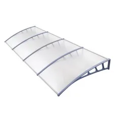 Instahut 1.5x4m Window Door Awning Canopy - Transparent PC Panel, Grey Frame, UV & Rain Resistant, Easy DIY Installation