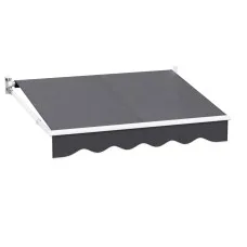 Instahut Retractable Folding Arm Awning 2m x 1.5m Manual Grey 300gsm Polyester Sunshade with Wall Brackets