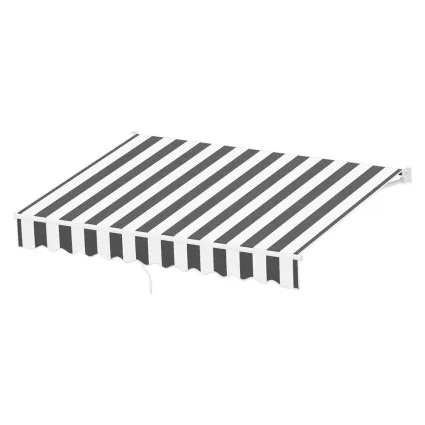 Instahut Retractable Folding Arm Awning - 2.5Mx2M Grey White Sunshade, UV-Resistant, Polyester & Aluminium Frame
