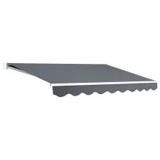 Instahut Retractable Folding Arm Awning, Manual Sunshade 3x2.5M, Grey, UV-Resistant 300gsm Polyester, Aluminium Frame