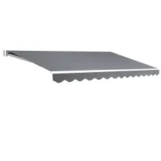 Instahut Retractable Folding Arm Awning, Manual Sunshade, 3Mx2.5M, Pearl Grey, UV-Resistant Polyester, Aluminium Frame
